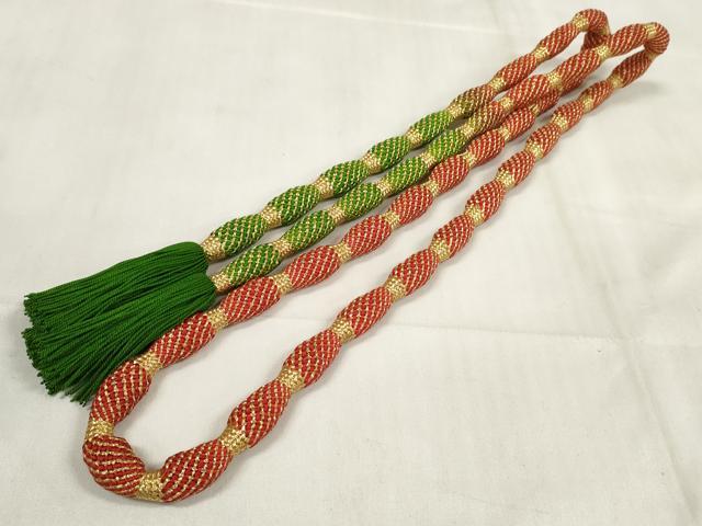 平和屋着物●和装小物　帯締め・帯揚げセット　振袖用　総絞り　枝垂れ花　金彩　丸ぐけ　金糸　逸品　未使用　DABA7140zzz