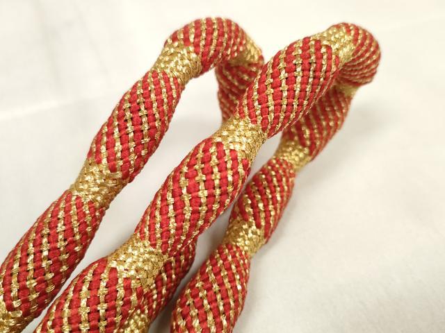 平和屋着物●和装小物　帯締め・帯揚げセット　振袖用　総絞り　枝垂れ花　金彩　丸ぐけ　金糸　逸品　未使用　DABA7140zzz
