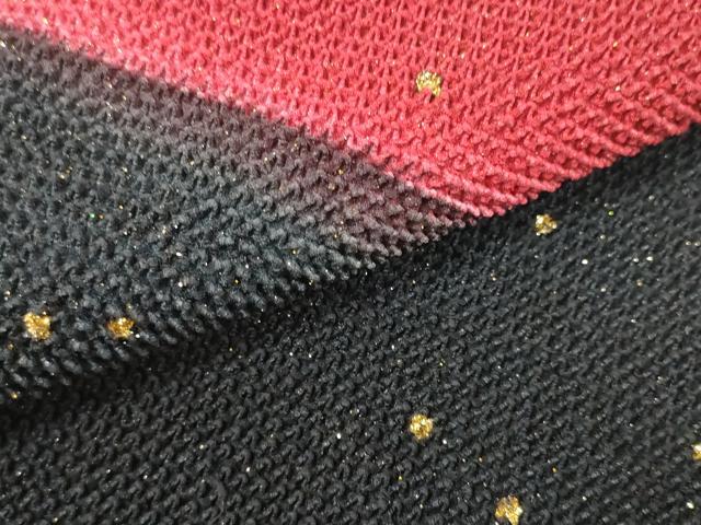 平和屋着物●和装小物　帯締め・帯揚げセット　振袖用　総絞り　赤／黒　金彩　逸品　DABA7158zzz