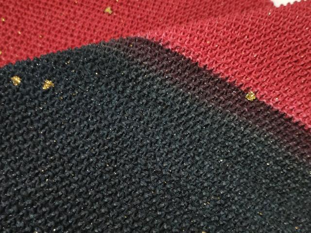 平和屋着物●和装小物　帯締め・帯揚げセット　振袖用　総絞り　赤／黒　金彩　逸品　DABA7158zzz