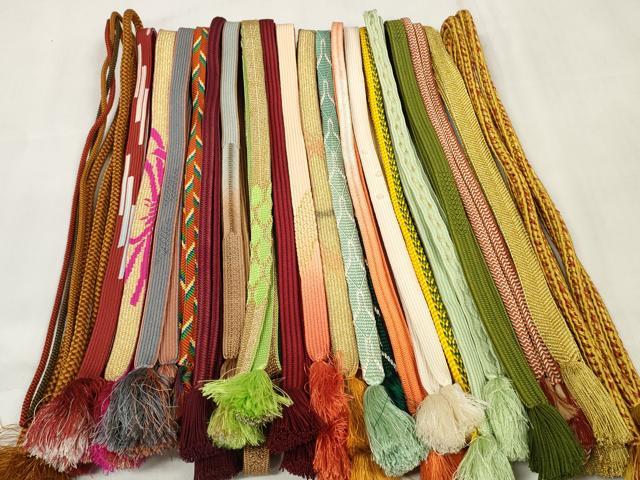 平和屋着物●和装小物　帯締め20本セット　高麗組　笹浪組　冠組　パール付き　金糸　逸品　DABA7182zzz 平和屋着物○和装小物 帯締め20本セット 高麗組 笹浪組 冠