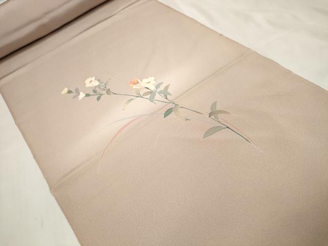 平和屋着物○付下げ 反物 着尺 友禅 作家物 枝花文 浜ちりめん