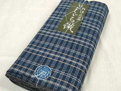 平和屋着物∴夏物 阿波しじら織 浴衣 反物 着尺 格子 証紙付き 綿 逸品 未使用 DABA7226zzz