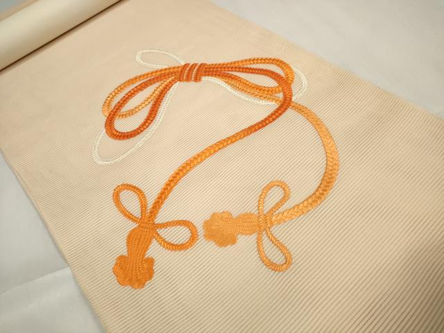 平和屋着物＊夏物 名古屋帯 帯反物 絽綴れ 総刺繍 結び紐文 逸品 未使用 DABA7236zzz