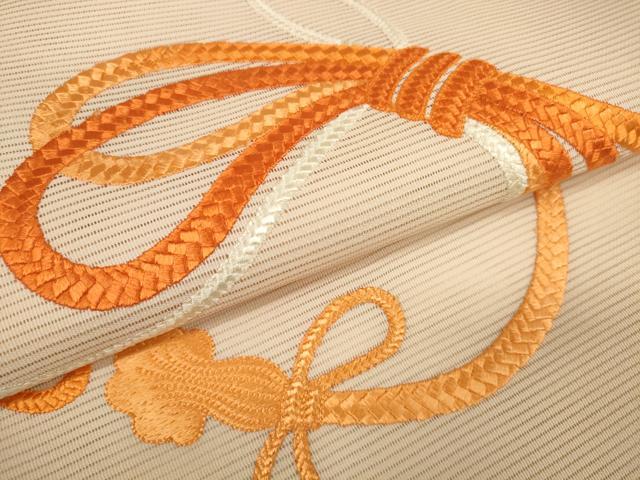 平和屋着物＊夏物 名古屋帯 帯反物 絽綴れ 総刺繍 結び紐文 逸品 未使用 DABA7236zzz