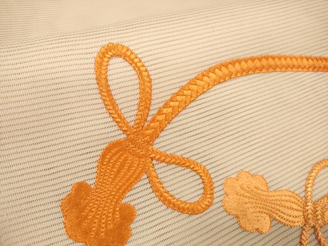 平和屋着物＊夏物 名古屋帯 帯反物 絽綴れ 総刺繍 結び紐文 逸品 未使用 DABA7236zzz