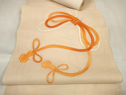 平和屋着物＊夏物 名古屋帯 帯反物 絽綴れ 総刺繍 結び紐文 逸品 未使用 DABA7236zzz