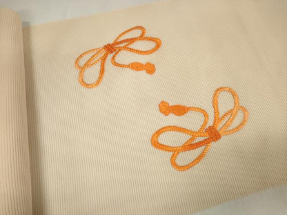 平和屋着物＊夏物 名古屋帯 帯反物 絽綴れ 総刺繍 結び紐文 逸品 未使用 DABA7236zzz