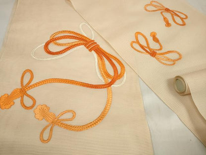 平和屋着物＊夏物 名古屋帯 帯反物 絽綴れ 総刺繍 結び紐文 逸品 未使用 DABA7236zzz