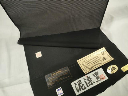 平和屋着物＊夏物 黒紋付 黒反物 着尺 絽 作家物 泥染黒 逸品 未使用 DABA7246zzz