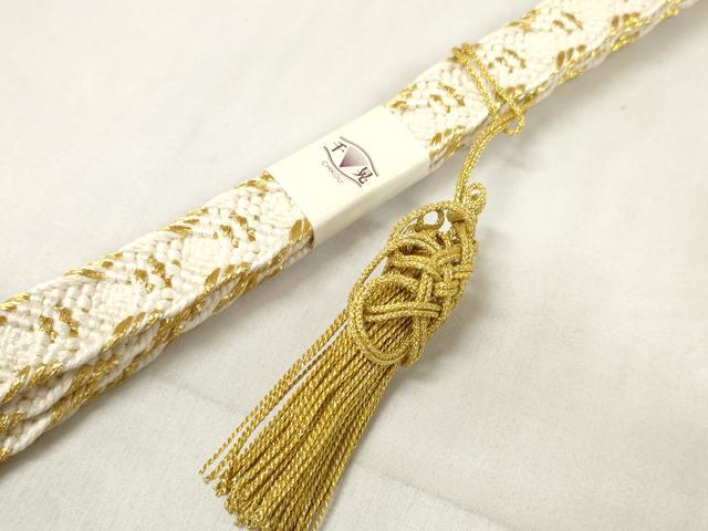 平和屋着物○和装小物 帯締め・帯揚げセット 礼装用 短冊花文 金糸 亀