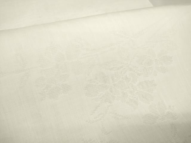 平和屋着物＊夏物 長襦袢 反物 着尺 枝花紋紗 生成り色 大丸扱い 逸品 未使用 DABA7366zzz