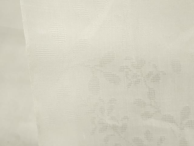 平和屋着物＊夏物　小千谷ちぢみ　長襦袢　反物　着尺　本麻紋紗　草花紋紗　生成り色　証紙付き　小千谷織物　逸品　未使用　DABA7368zzz