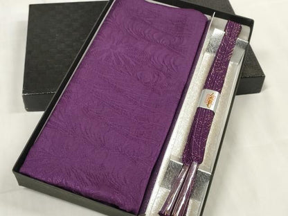 平和屋着物●和装小物　帯締め・帯揚げセット　菊地紋　組紐　金糸　逸品　未使用　DABA7372zzz