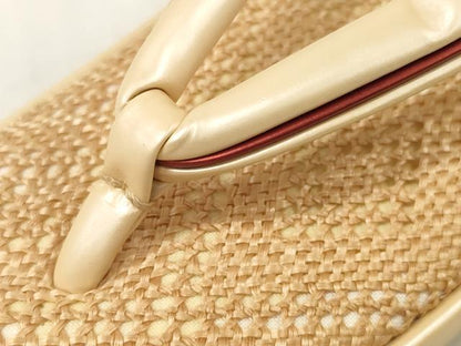 平和屋着物▽和装小物 和装草履 スリーシーズン 春夏秋 パナマ草履 おき宗 逸品 未使用 DABA7390zzz