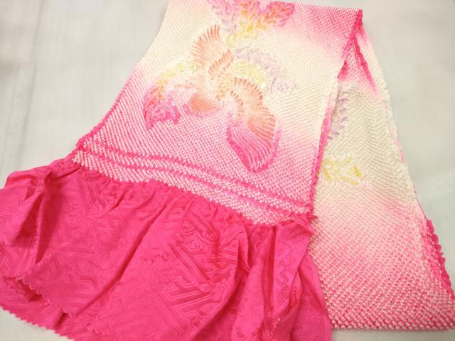 平和屋着物●和装小物　帯締め・帯揚げセット　振袖用　総絞り　鳳凰　ラインストーン付き　金糸　逸品　DABA7400zzz