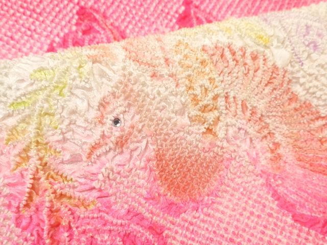 平和屋着物●和装小物　帯締め・帯揚げセット　振袖用　総絞り　鳳凰　ラインストーン付き　金糸　逸品　DABA7400zzz