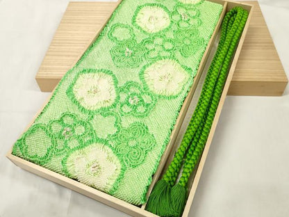 平和屋着物●和装小物　帯締め・帯揚げセット　振袖用　総絞り　花並べ　金糸　逸品　DABA7403zzz