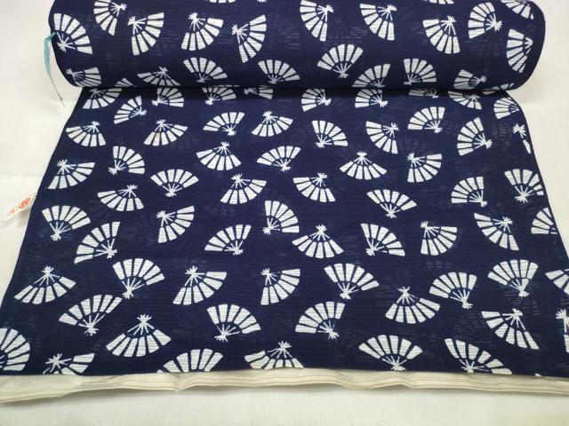 平和屋着物＊夏物 竺仙 浴衣 反物 着尺 綿絽 扇面散らし 三越扱い 証紙付き 綿 逸品 未使用 DABA7458zzz