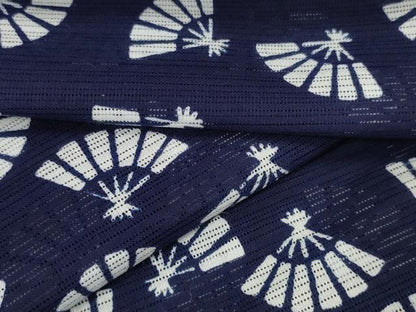 平和屋着物＊夏物 竺仙 浴衣 反物 着尺 綿絽 扇面散らし 三越扱い 証紙付き 綿 逸品 未使用 DABA7458zzz
