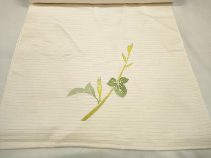 平和屋着物＊夏物　名古屋帯　帯反物　絽塩瀬　刺繍　朝顔　アサガオ　金彩　逸品　未使用　DABA7461zzz
