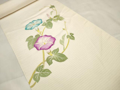 平和屋着物＊夏物　名古屋帯　帯反物　絽塩瀬　刺繍　朝顔　アサガオ　金彩　逸品　未使用　DABA7461zzz