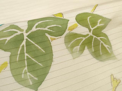 平和屋着物＊夏物　名古屋帯　帯反物　絽塩瀬　刺繍　朝顔　アサガオ　金彩　逸品　未使用　DABA7461zzz