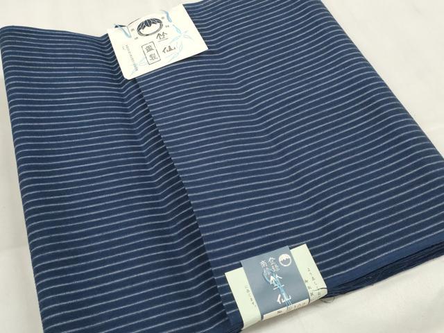 平和屋着物＊夏物 竺仙 浴衣 反物 着尺 縞 高島屋扱い 証紙付き 綿 逸品 未使用 DABA7463zzz
