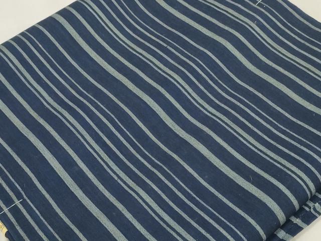 平和屋着物＊夏物 浴衣 松風縮 反物 着尺 縞 証紙付き 綿 逸品 未使用 DABA7465zzz