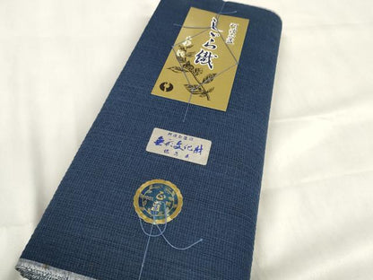 平和屋着物＊夏物 阿波しじら織 浴衣 反物 着尺 紺色 箱・証紙付き 綿 逸品 未使用 DABA7466zzz