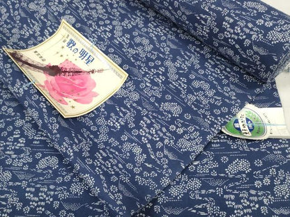 平和屋着物＊夏物 浴衣 反物 着尺 流水花文 綿 逸品 未使用 DABA7476zzz