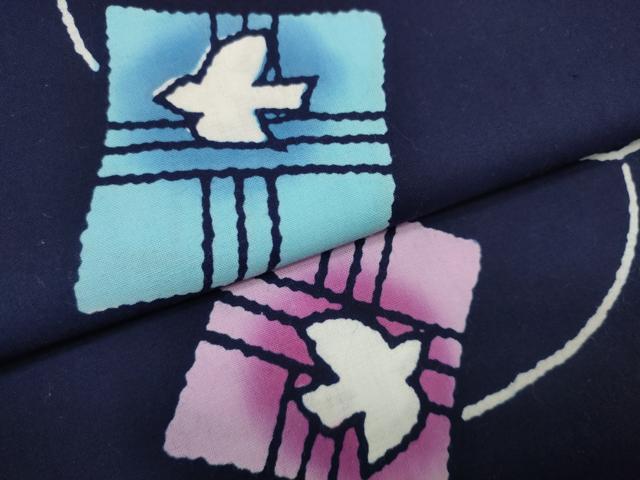 平和屋着物＊夏物 浴衣 反物 着尺 色紙飛鳥文 高島屋扱い 綿 逸品 未使用 DABA7481zzz