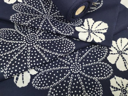 平和屋着物＊夏物 浴衣 反物 着尺 花重ね 紺地 綿 逸品 未使用 DABA7482zzz