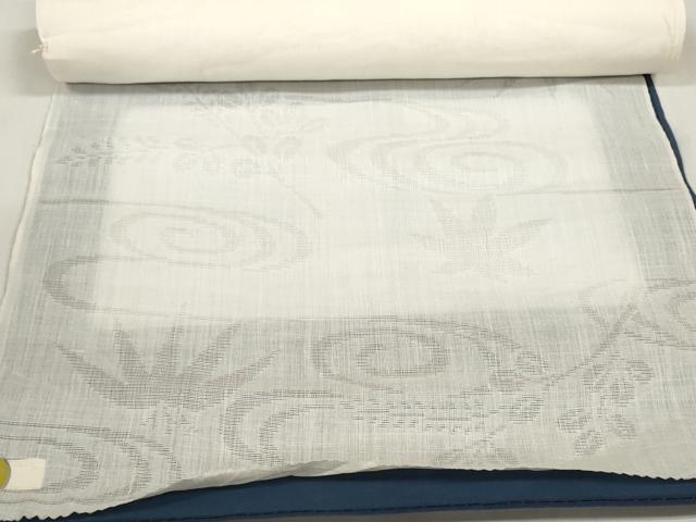 平和屋着物＊夏物　長襦袢　反物　着尺　流水萩楓紋紗　生成り色　麻　逸品　未使用　DABA7498zzz