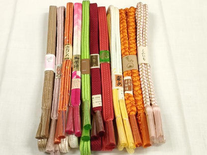 平和屋着物●和装小物 帯締め10本セット 手組紐 奈良組 金糸 逸品 未使用 DABA7512zzz