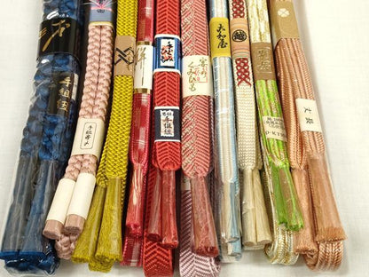 平和屋着物●和装小物　帯締め10本セット　染色作家　斉藤三才　組紐　笹浪組　亀甲組　金糸　三越扱い　丈長　逸品　未使用　DABA7517zzz