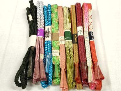 平和屋着物●和装小物 帯締め10本セット 黄八丈 組紐 笹浪組 金糸 さが美扱い 逸品 未使用 DABA7522zzz