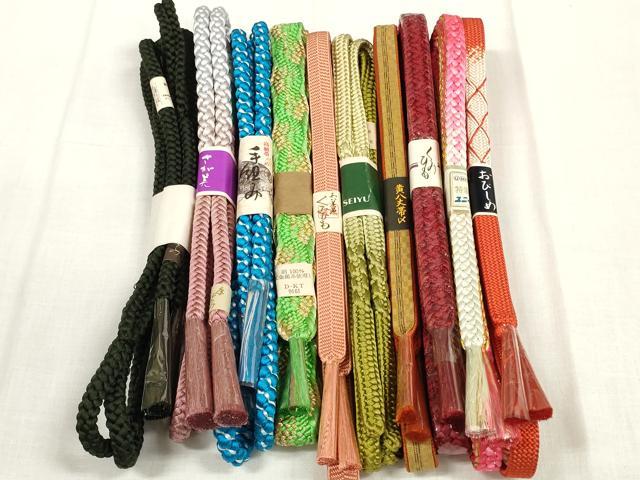 平和屋着物●和装小物 帯締め10本セット 黄八丈 組紐 笹浪組 金糸 さが美扱い 逸品 未使用 DABA7522zzz