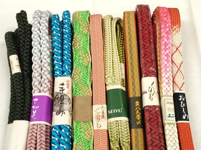 平和屋着物●和装小物 帯締め10本セット 黄八丈 組紐 笹浪組 金糸 さが美扱い 逸品 未使用 DABA7522zzz