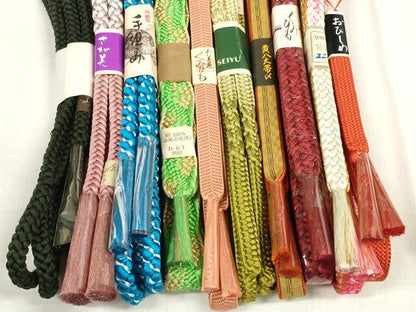 平和屋着物●和装小物 帯締め10本セット 黄八丈 組紐 笹浪組 金糸 さが美扱い 逸品 未使用 DABA7522zzz