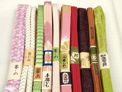 平和屋着物●和装小物 帯締め10本セット 佐賀錦 手組紐 手描紐 高麗組 金糸 高島屋扱い 逸品 未使用 DABA7525zzz