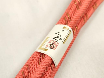 平和屋着物●和装小物　帯締め・帯揚げセット　刺繍　地紙花散らし　組紐　金糸　逸品　未使用　DABA7546zzz