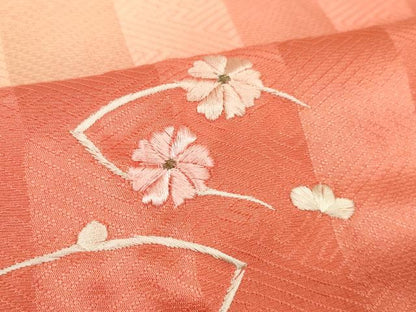 平和屋着物●和装小物　帯締め・帯揚げセット　刺繍　地紙花散らし　組紐　金糸　逸品　未使用　DABA7546zzz