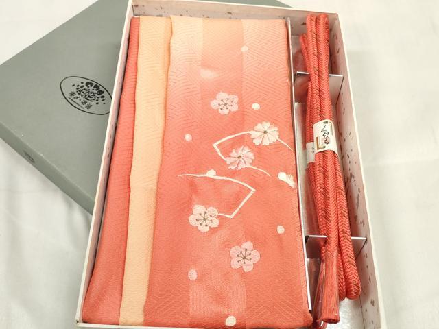 平和屋着物●和装小物　帯締め・帯揚げセット　刺繍　地紙花散らし　組紐　金糸　逸品　未使用　DABA7546zzz