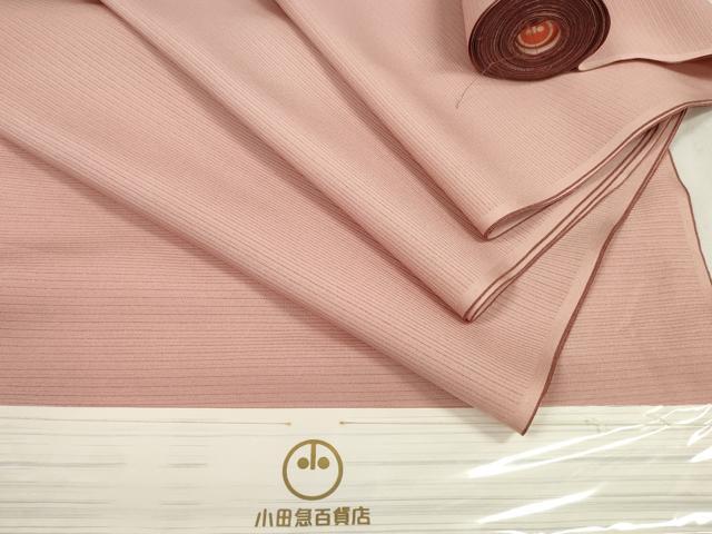 平和屋着物＊夏物 色無地 反物 着尺 絽 退紅色 小田急百貨店扱い 未使用 DABA7595zzz