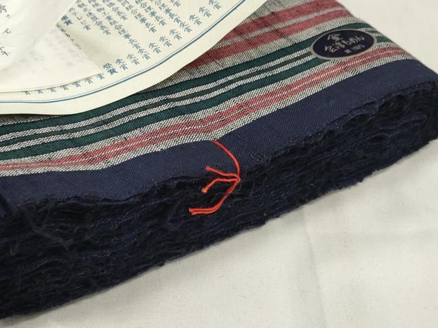 平和屋着物＊夏物 会津もめん 浴衣 反物 着尺 縞 証紙付き 綿 逸品 未使用 DABA7601zzz