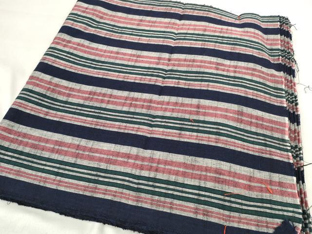 平和屋着物＊夏物 会津もめん 浴衣 反物 着尺 縞 証紙付き 綿 逸品 未使用 DABA7601zzz