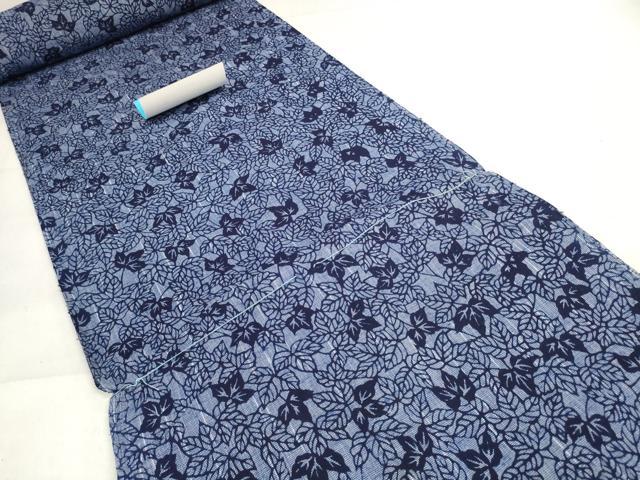 平和屋着物＊夏物 浴衣 反物 着尺 東京本染 一葉染 葉尽くし 綿 逸品 未使用 DABA7605zzz