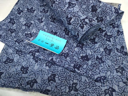 平和屋着物＊夏物 浴衣 反物 着尺 東京本染 一葉染 葉尽くし 綿 逸品 未使用 DABA7605zzz