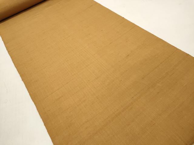 平和屋着物●山崎青樹作　草木染研究所　紬　色無地　反物　着尺　遠州茶　狐色　証紙付き　逸品　未使用　DABA7625zzz
